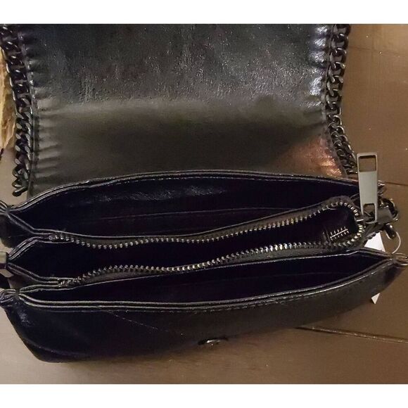 NWT~ALDO Black Kayleyyx Chain Accent Rock Inspired Shoulder/Crossbody Handbag - Picture 5 of 11